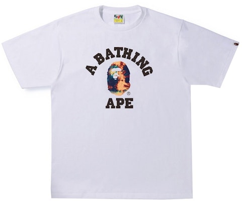 BAPE Tie Dye College Kaos 'White Navy' Buy BAPE Tie Dye College Kaos 'White Navy'
