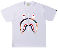 BAPE Tie Dye Shark Tee 'White Navy'
