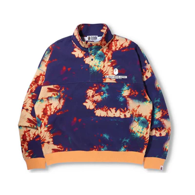BAPE Tie Dye Stand Collar Loose Fit Pullover Sweatshirt 1I30-113-008