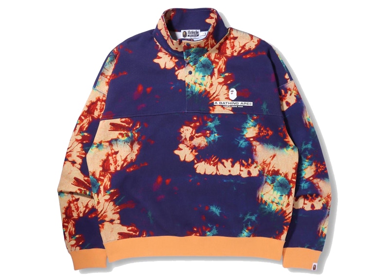 Buy BAPE Tie Dye Stand Collar Loose Fit Sweat 'Navy'