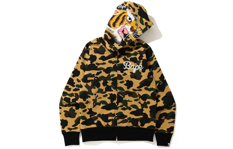 BAPE Tiger Camo Letter Print Hoodie Jacket 0ZXSWM115015F
