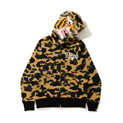 BAPE Tiger Camo Letter Print Hoodie Jacket 0ZXSWM115015F