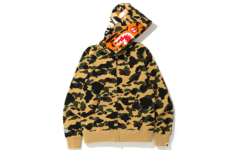 BAPE Tiger Camo Letter Print Hoodie Unisex 0ZXSWM115002D
