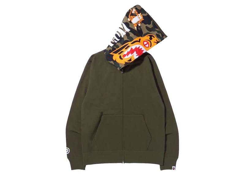 BAPE Tiger Full Zip Hoodie (FW21) Olivedrab