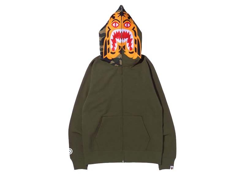 Lookbook Hoodie BAPE Tiger Full Zip (FW21) Olivedrab