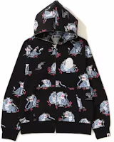 Bape Tiger Pattern Full Zip Hoodie Black Bape Tiger Pattern Full Zip Hoodie Black