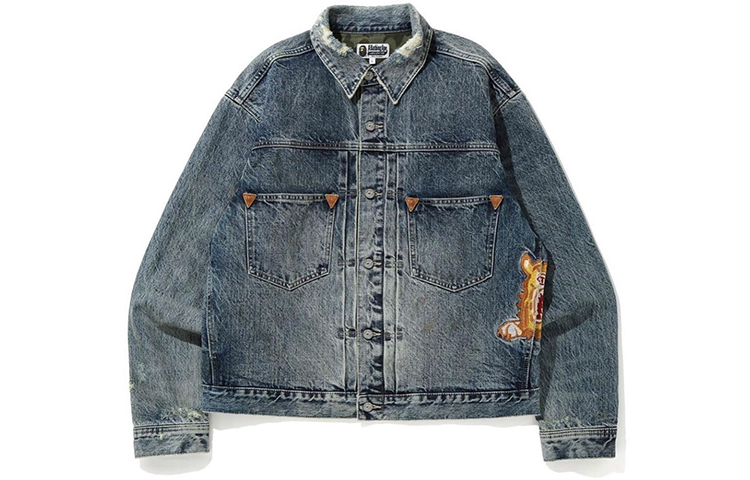 BAPE Tiger Washed Denim Jacket Unisex Blue Denim 1F20-140-026