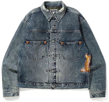 BAPE Tiger Washed Denim Jacket Unisex Blue Denim 1F20-140-026 Buy BAPE Tiger Washed Denim Jacket Unisex Blue Denim 1F20-140-026