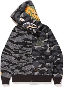 Bape Undefeated Tiger Half Shark Full Zip Hoodie Hitam Order Bape Undefeated Tiger Half Shark Full Zip Hoodie Hitam