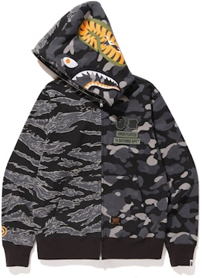 Bape Undefeated Tiger Half Shark Full Zip Hoodie Black Order Bape Undefeated Tiger Half Shark Full Zip Hoodie Black