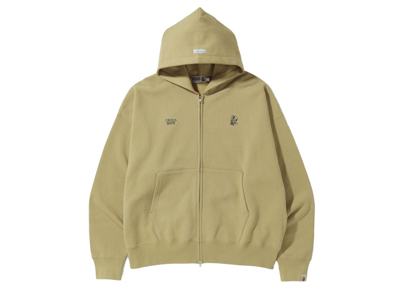 Order BAPE Ursus Loose Fit Zip Up Hoodie Beige - Hoodie Zip Up Longgar Beige