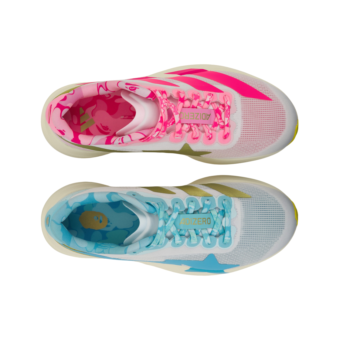 Purchase BAPE x adidas Adizero EVO SL ''Blanco Rosa Azul Mismatch'' KJ5751