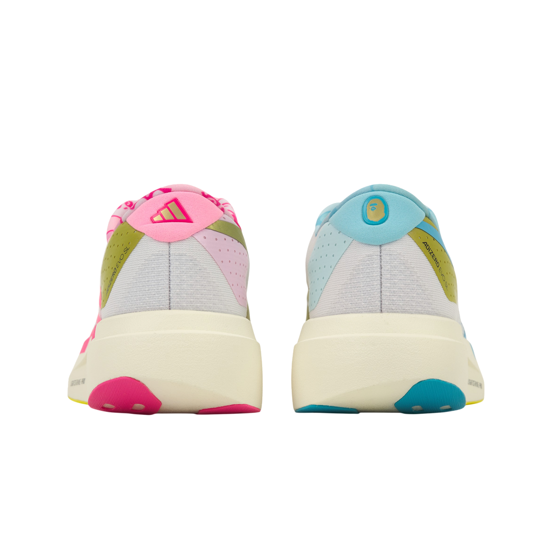 Details for BAPE x adidas Adizero EVO SL ''Blanco Rosa Azul Mismatch'' KJ5751