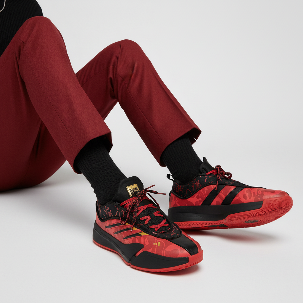 Order BAPE x adidas Dame 9 'Hitam Merah' IH0786