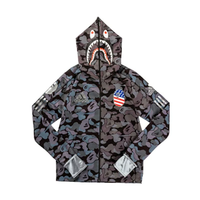 Bape adidas SB Shark Camo Hoodie Black Men’s Jacket EA2091