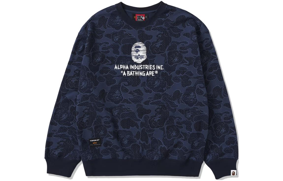 BAPE Alpha Industries FW23 Ape Head Crewneck Sweatshirt Unisex 0ZXSWM113909L 圖 4