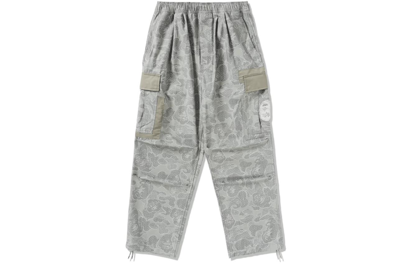 BAPE x Alpha Industries FW23 Ape Multi-Pocket Casual Pants Unisex Grey. 0ZXPTM152909L
