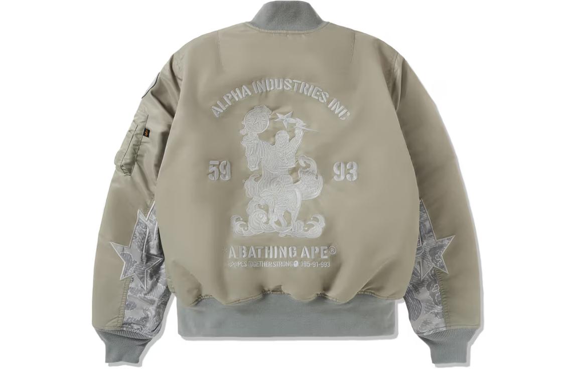 BAPE Alpha Industries FW23 Reversible Logo Embroidered Jacket Unisex Gray. 1J73-141-907 圖 3