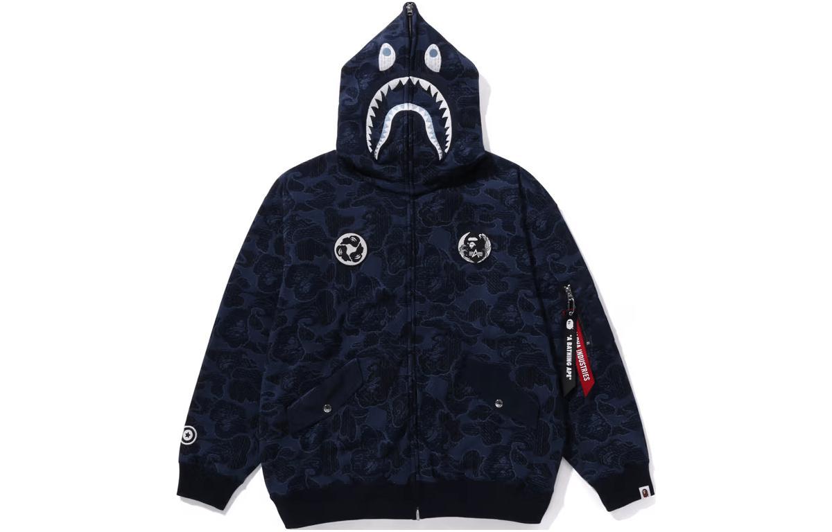 BAPE Alpha Industries FW23 Shark Zip Hoodie Unisex Grey. 0ZXSWM115905L 圖 2