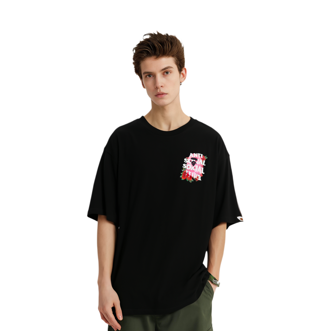 BAPE ASSC FW24 Rose Logo Print Unisex Casual T-Shirt. 1K73-109-903