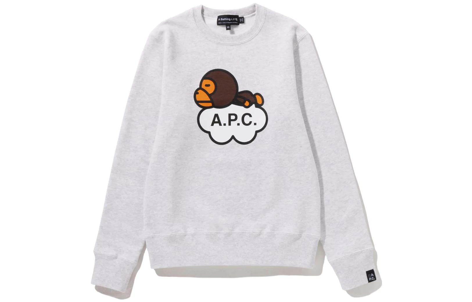 BAPE APC FW22 Logo Printed Crewneck Long Sleeve Sweatshirt Edition 2I23-213-901