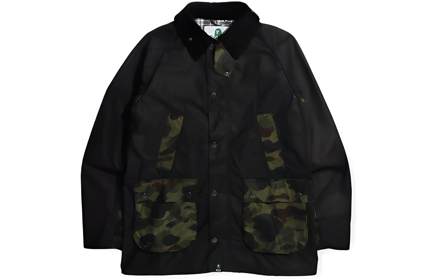 BAPE x Barbour  Black Camo Print Jacket with Fuzzy Collar Collaboration. 1H72-141-902
