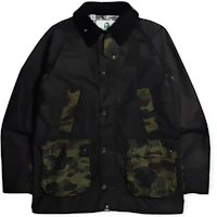 BAPE x Barbour Black Camo Print Jacket with Fuzzy Collar Collaboration. 1H72-141-902 BAPE x Barbour Black Camo Print Jacket with Fuzzy Collar Collaboration. 1H72-141-902