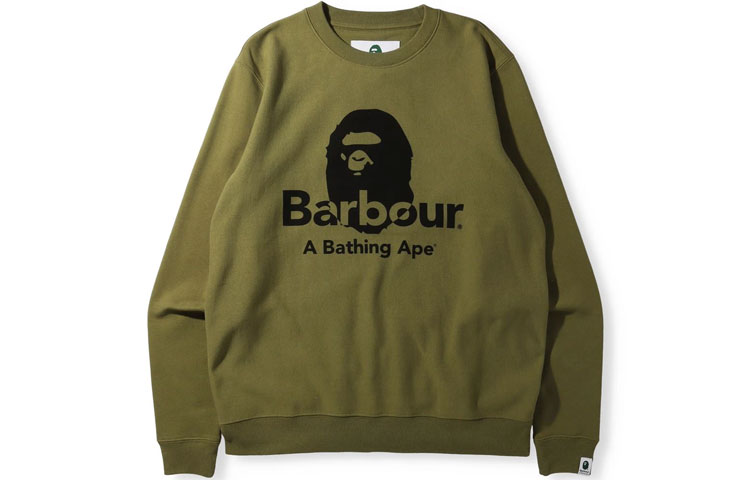 BAPE Barbour Ape Head Logo Print Crewneck Long-Sleeve Sweatshirt - 1H73-113-901