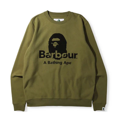 BAPE Barbour Ape Head Logo Print Crewneck Long-Sleeve Sweatshirt - 1H73-113-901