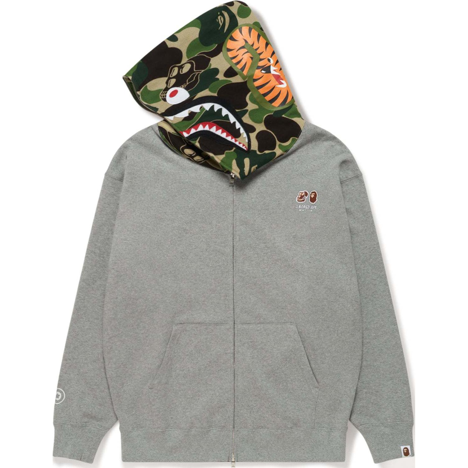 BAPE Bored Ape Shark Hoodie FW24 Unisex Grey Zip-Up Relaxed Fit 001ZPK731905CGRA