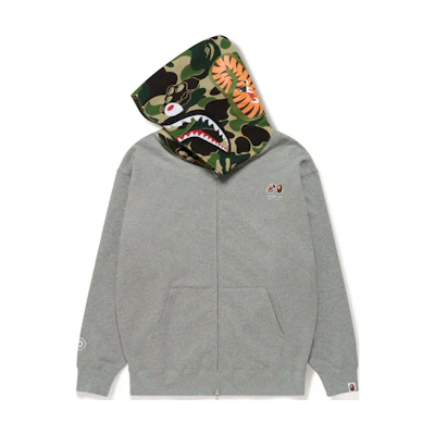 BAPE Bored Ape Shark Hoodie FW24 Unisex Grey Zip-Up Relaxed Fit 001ZPK731905CGRA