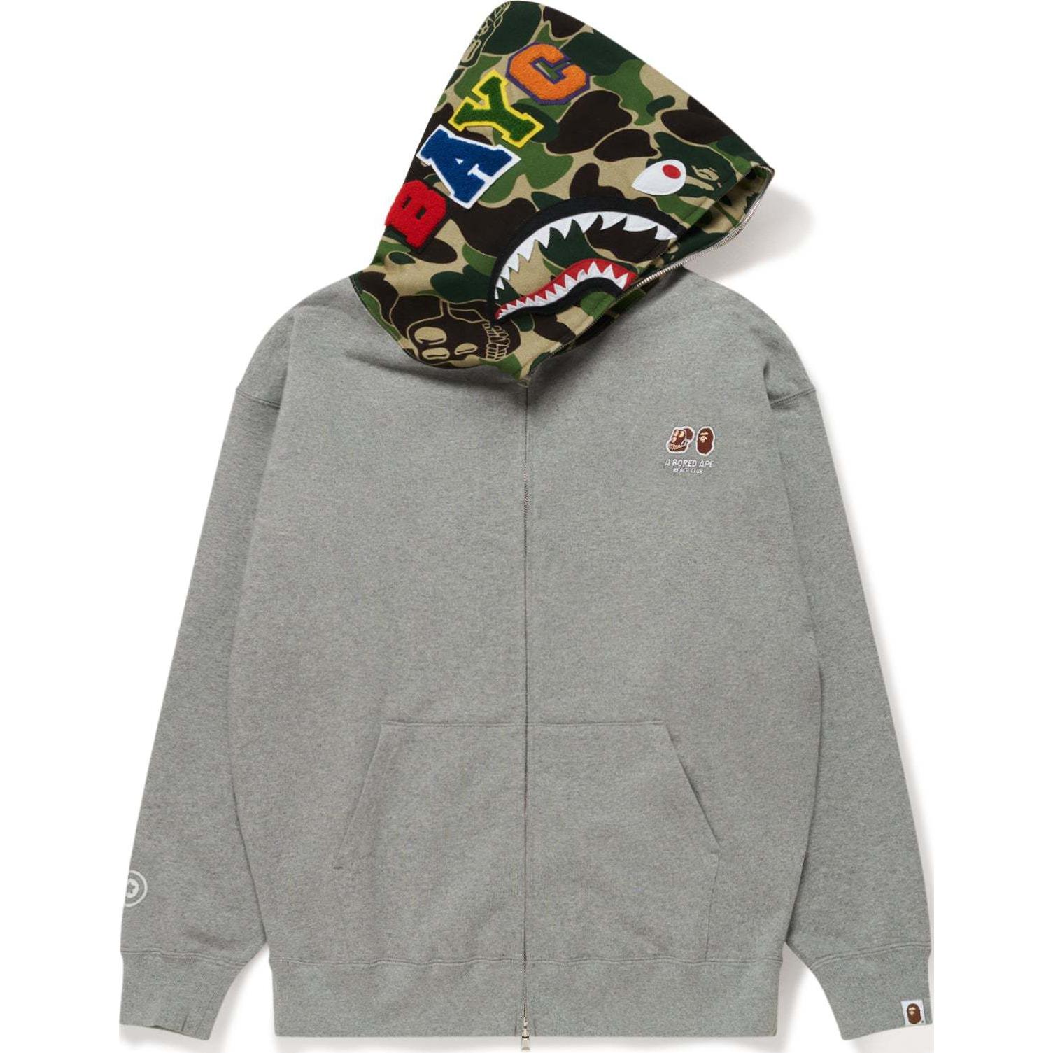 BAPE Bored Ape Shark Hoodie FW24 Unisex Grey Zip-Up Relaxed Fit 001ZPK731905CGRA 圖 3