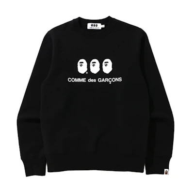 BAPE CDG Ape Logo Crewneck Sweatshirt Black 1G72113925