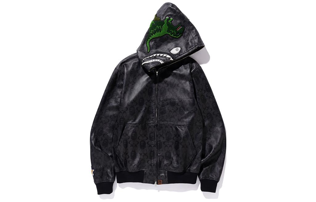BAPE COACH Retro Print Zip Hoodie Jacket Black 141903E