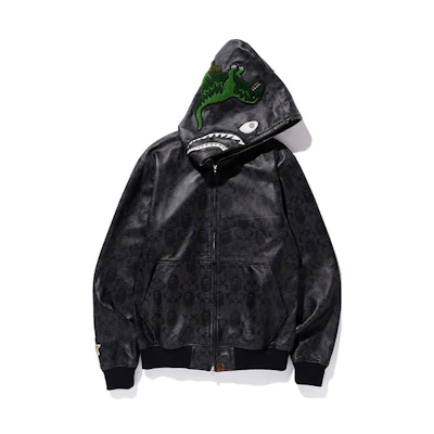 BAPE COACH Retro Print Zip Hoodie Jacket Black 141903E