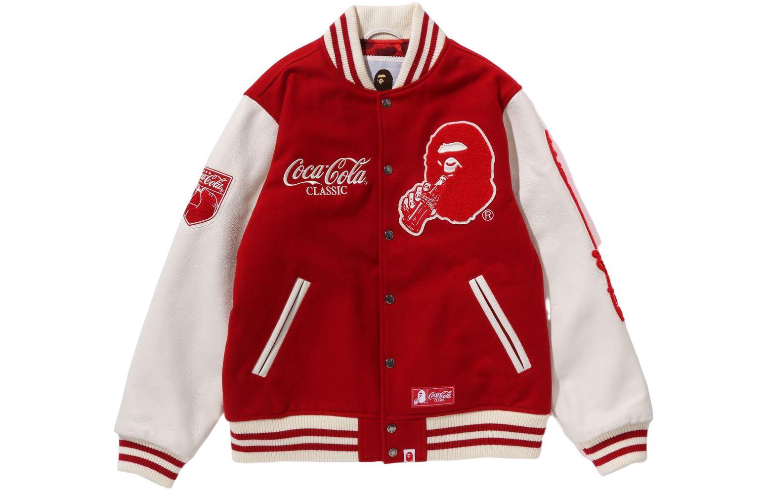 BAPE Coca-Cola FW23 Embroidered Ape Logo Letterman Jacket for Men. 1J73-141-905 圖 2