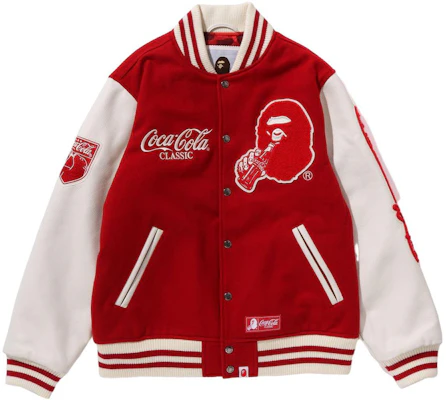 BAPE x Coca-Cola FW23 Jaket Letterman Lelaki Logo Ape Sulaman. 1J73-141-905 Order BAPE x Coca-Cola FW23 Jaket Letterman Lelaki Logo Ape Sulaman. 1J73-141-905