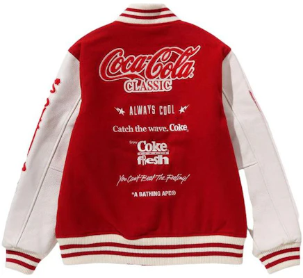 BAPE x Coca-Cola FW23 Jaket Letterman Lelaki Logo Ape Sulaman. 1J73-141-905 Lookbook BAPE x Coca-Cola FW23 Jaket Letterman Lelaki Logo Ape Sulaman. 1J73-141-905