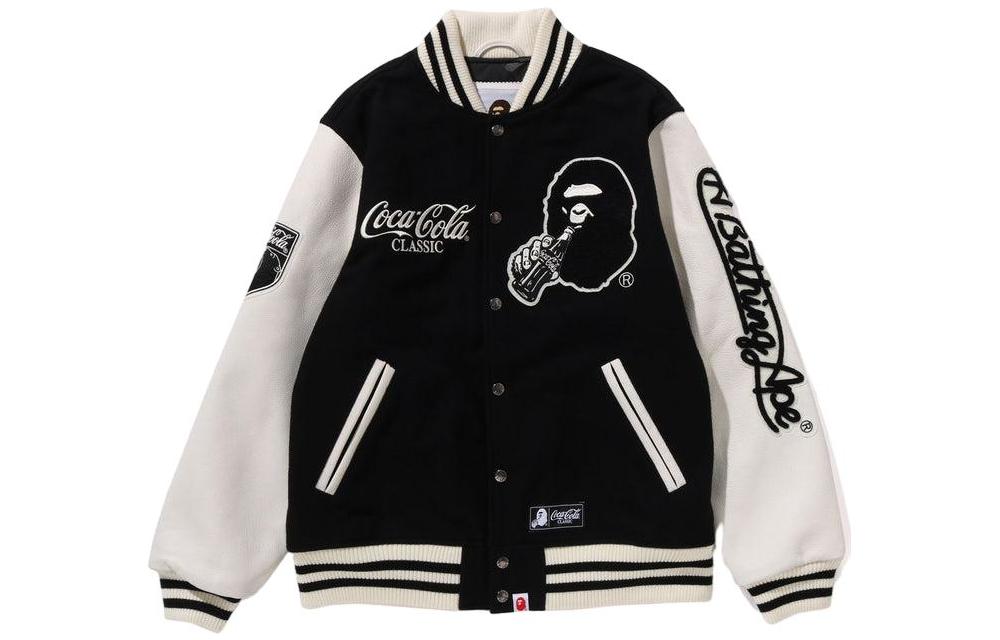 BAPE Coca-Cola FW23 Embroidered Ape Logo Letterman Jacket for Men. 1J73-141-905 圖 4