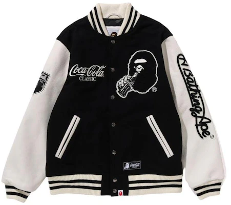 BAPE x Coca-Cola FW23 Jaket Letterman Lelaki Logo Ape Sulaman. 1J73-141-905 Shop BAPE x Coca-Cola FW23 Jaket Letterman Lelaki Logo Ape Sulaman. 1J73-141-905
