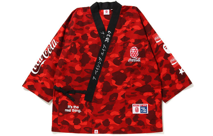 BAPE Coca-Cola Multi-Logo Camo Kimono Jacket Unisex Red 1G23-131-910