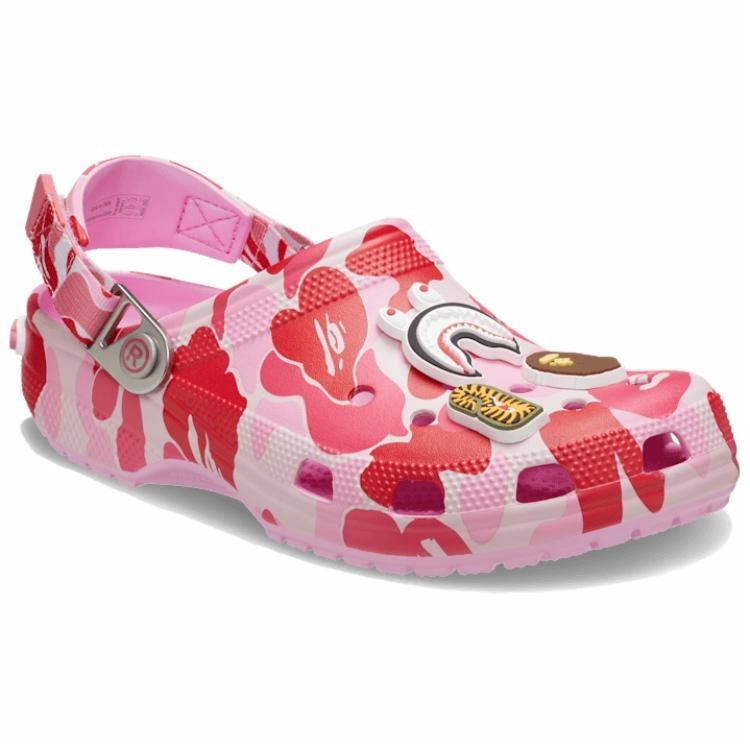 Lookbook Crocs經典洞洞鞋Bathing Ape粉色迷彩款 209627-6I2