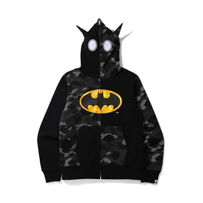 BAPE DC Batman Full-Zip Hoodie Long Sleeve Collaboration 1H23-115-904