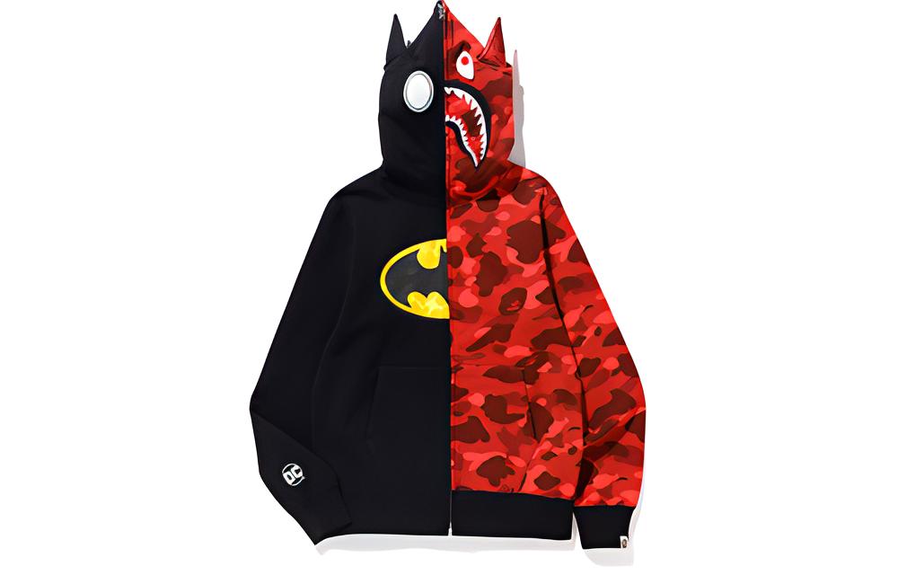 BAPE DC Color Camo Shark Full Zip Hoodie Red Unisex Collaboration 1F23-115-917RED