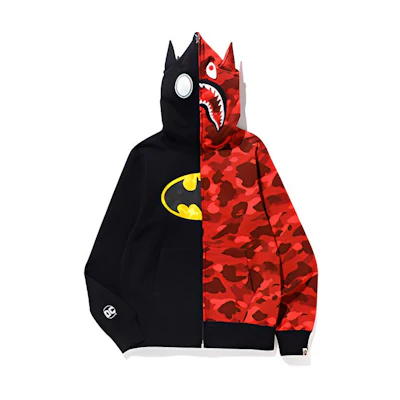 BAPE DC Color Camo Shark Full Zip Hoodie Red Unisex Collaboration 1F23-115-917RED