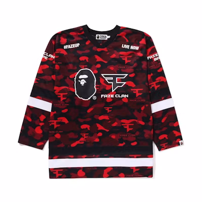 BAPE FaZe Clan SS23 Red Camo Ape Head Crewneck Sweatshirt Unisex 1I73-111-903