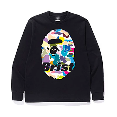 BAPE FCRB Long Sleeve Ape Head Tee Black Candy Big Ape T-Shirt. 1F23-111-902