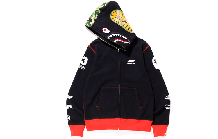 BAPE Formula 1 Shark Full Zip Hoodie Black Sweatshirt 1F73-115-901