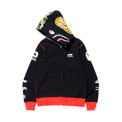 BAPE Formula 1 Shark Full Zip Hoodie Black Sweatshirt 1F73-115-901