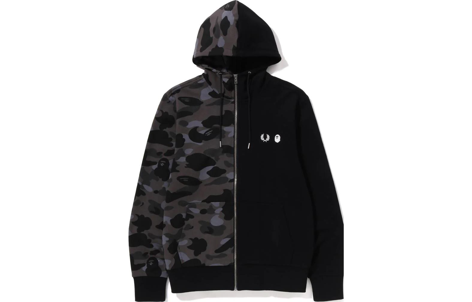 BAPE FRED PERRY SS23 Camo Panel Zip Hoodie Black () 1J23-115-901